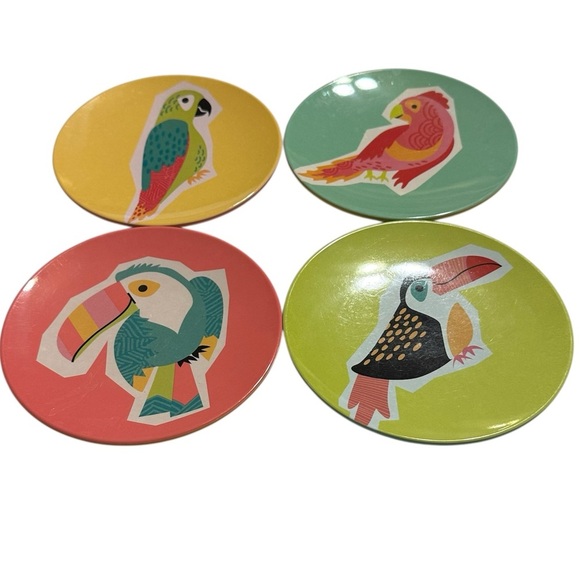 Issac Mizrahi Plates Melamine Colorful Bird-Themed Dessert Beach House Coast 6” - Picture 1 of 9